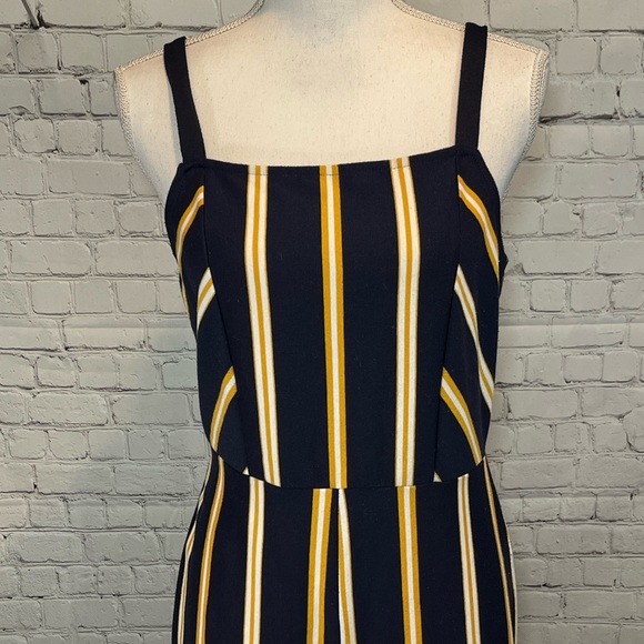 XHILARATION Navy Blue Jumpsuit with Yellow & White Stripes-Medium - Picture 3 of 4